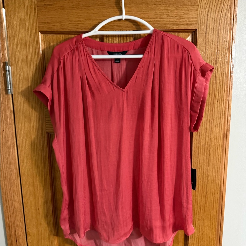 NWT Simply Vera Vera Wang Coral Blouse